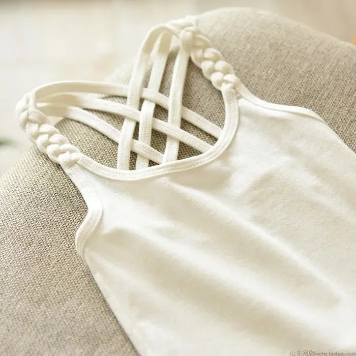 Kids Girls Cotton Camisole Knitted Tank Tops