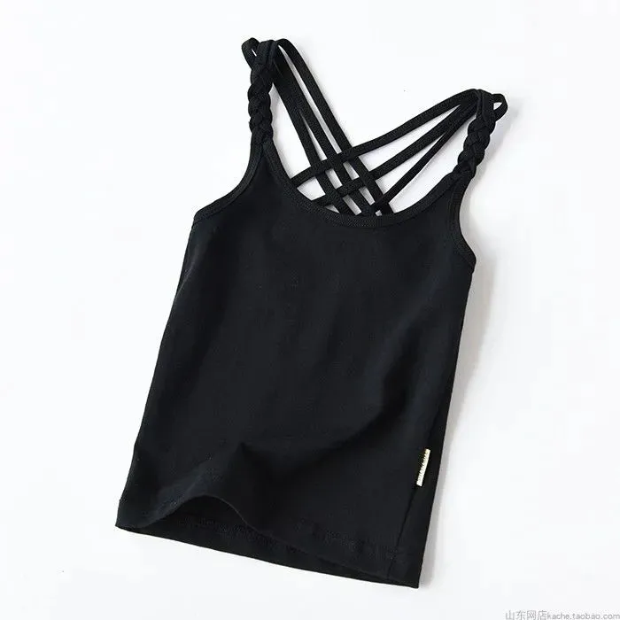 Kids Girls Cotton Camisole Knitted Tank Tops