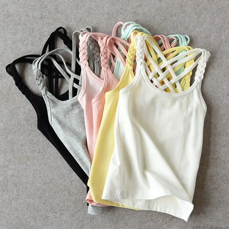 Kids Girls Cotton Camisole Knitted Tank Tops