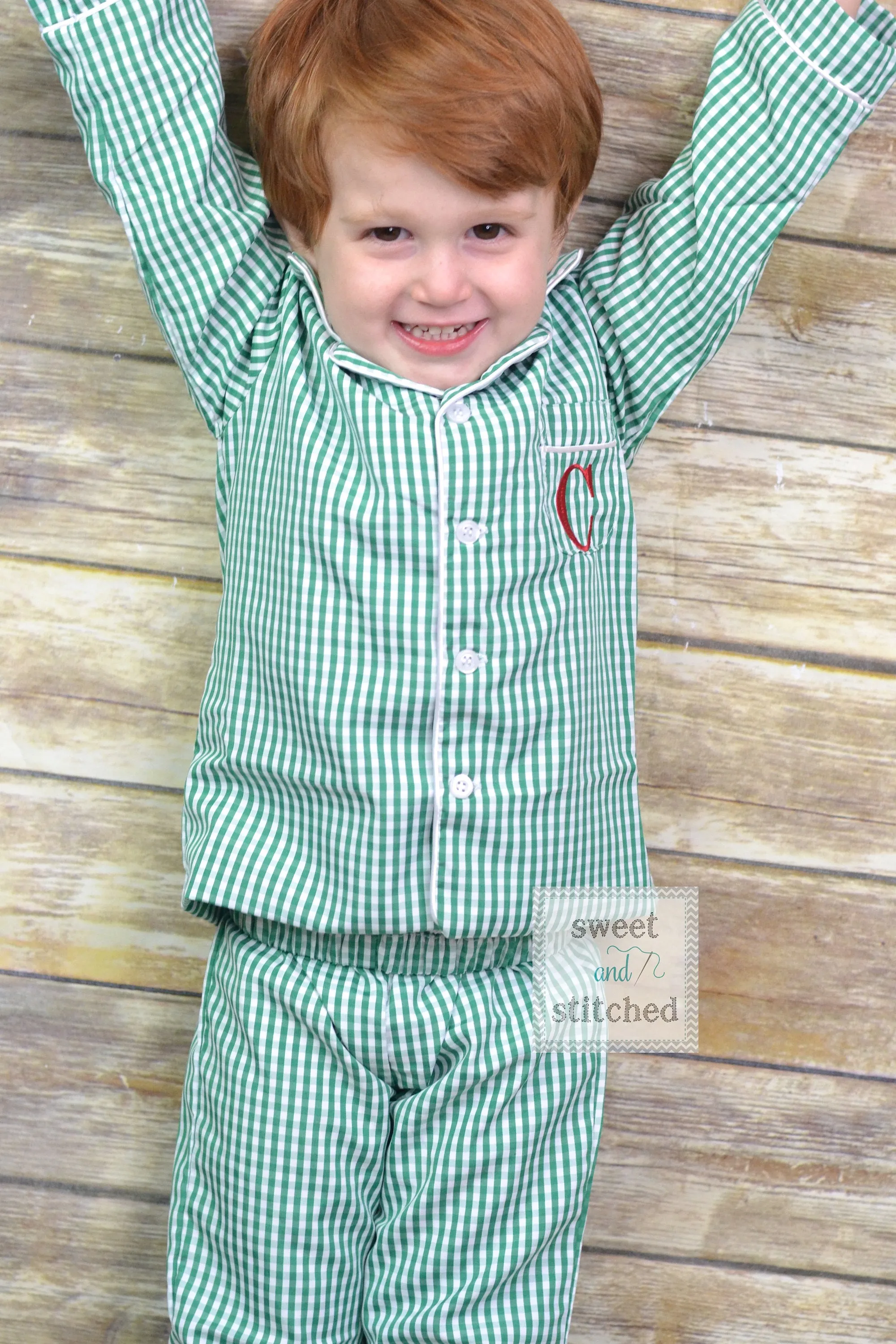 Kids Monogrammed Christmas Pajamas boys 2 piece sets with pocket monogram or girls nightgowns, family Christmas pjs, Kids Christmas Jammies
