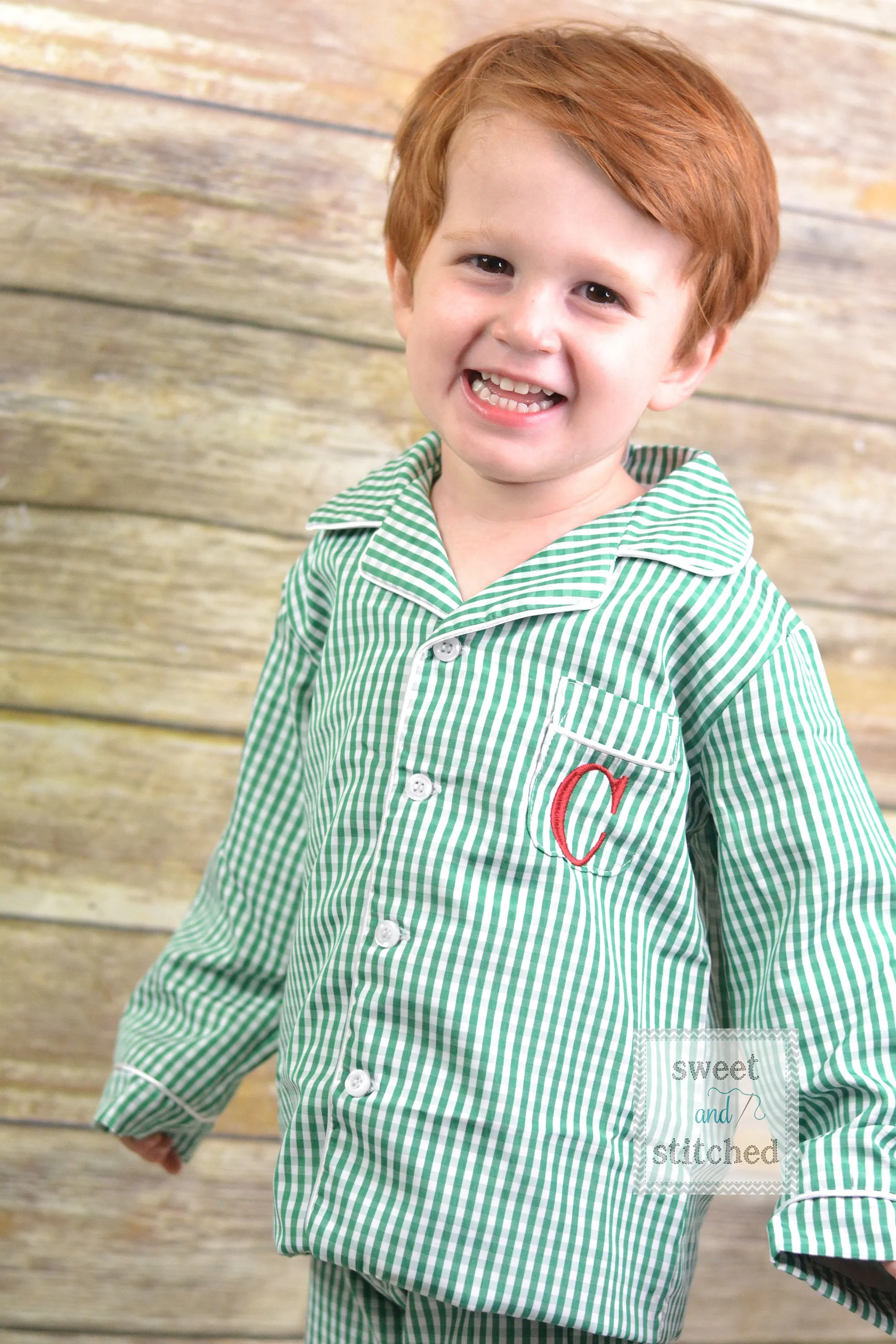 Kids Monogrammed Christmas Pajamas boys 2 piece sets with pocket monogram or girls nightgowns, family Christmas pjs, Kids Christmas Jammies