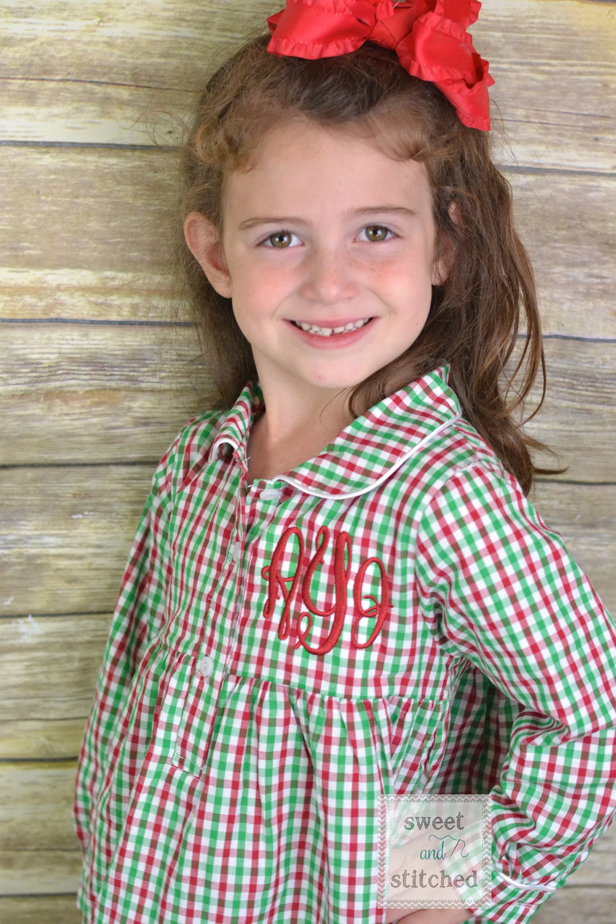 Kids Monogrammed Christmas Pajamas boys 2 piece sets with pocket monogram or girls nightgowns, family Christmas pjs, Kids Christmas Jammies