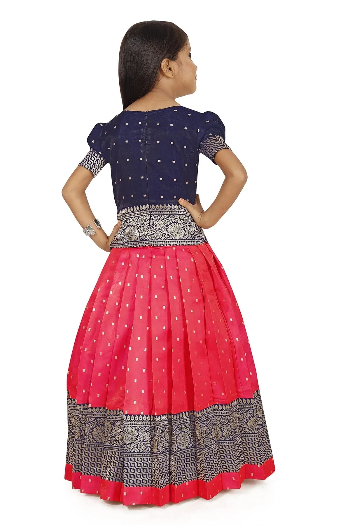 kids New Pattu Pavadai south indian Pink lehenga dress for girls
