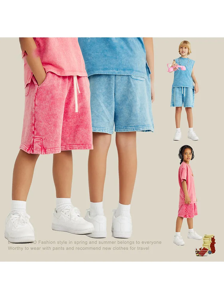 Kids' Vintage Cropped Shorts With Slit Hem