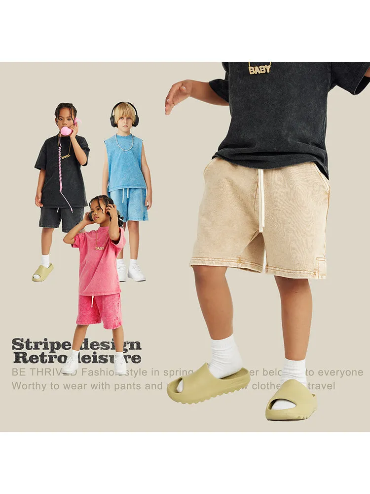 Kids' Vintage Cropped Shorts With Slit Hem