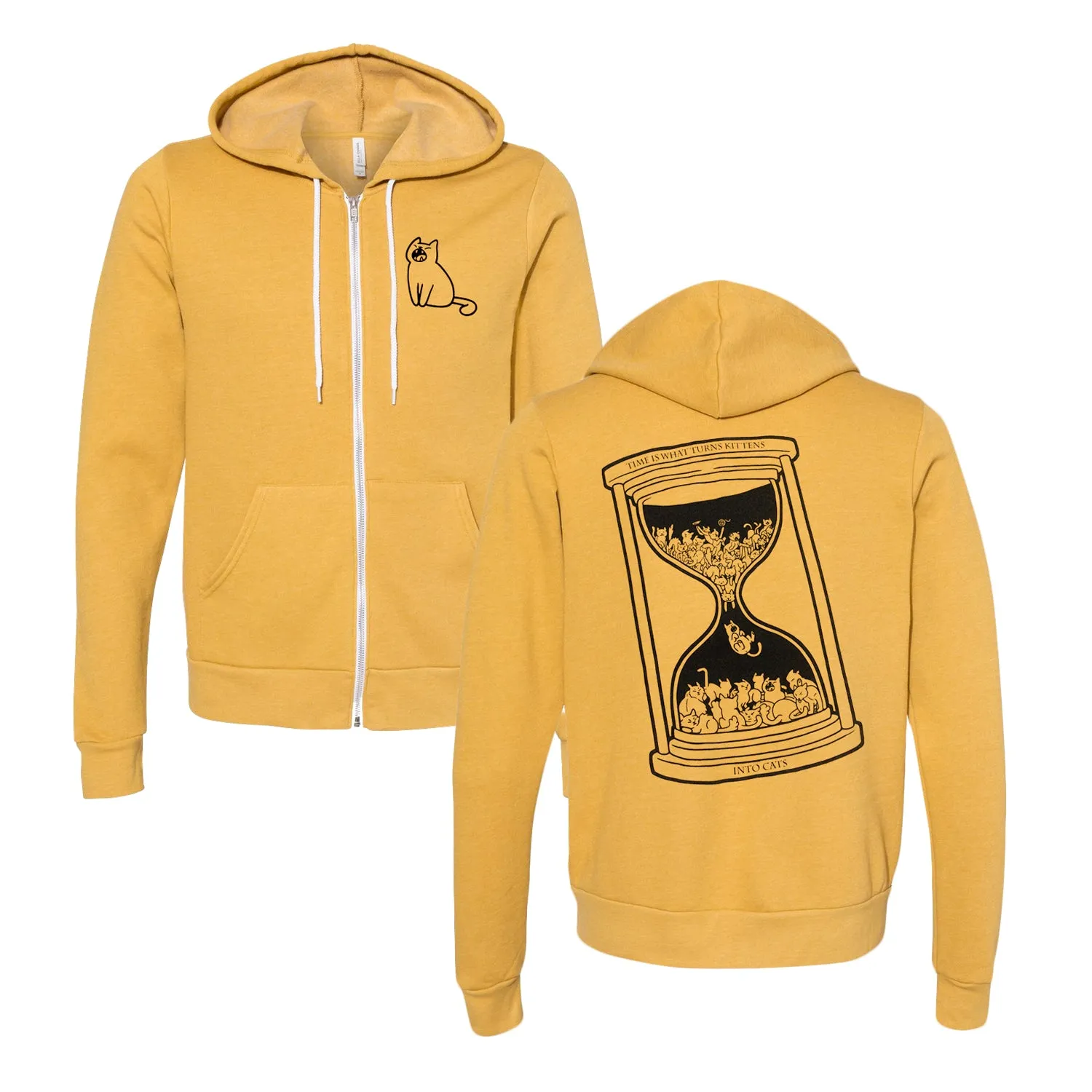 Kittens Cats Heather Mustard - Zip Up Hoodie