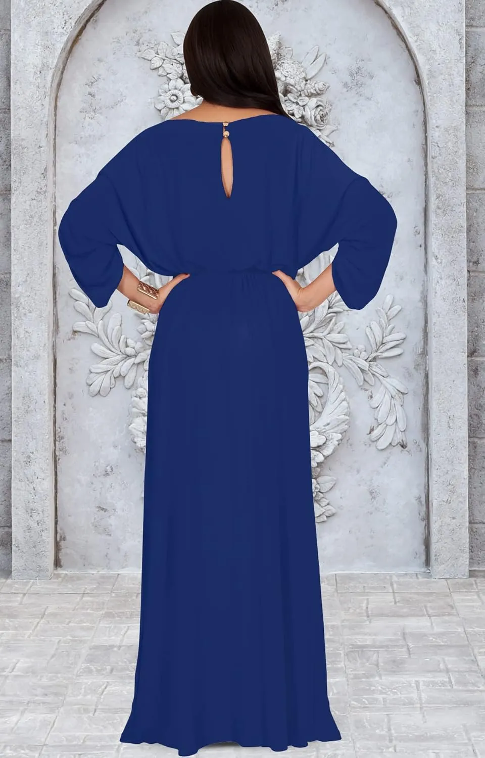 KOH KOH Flowy Formal Batwing Sleeve Evening Casual Gown