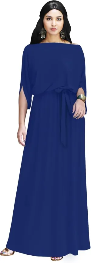 KOH KOH Flowy Formal Batwing Sleeve Evening Casual Gown