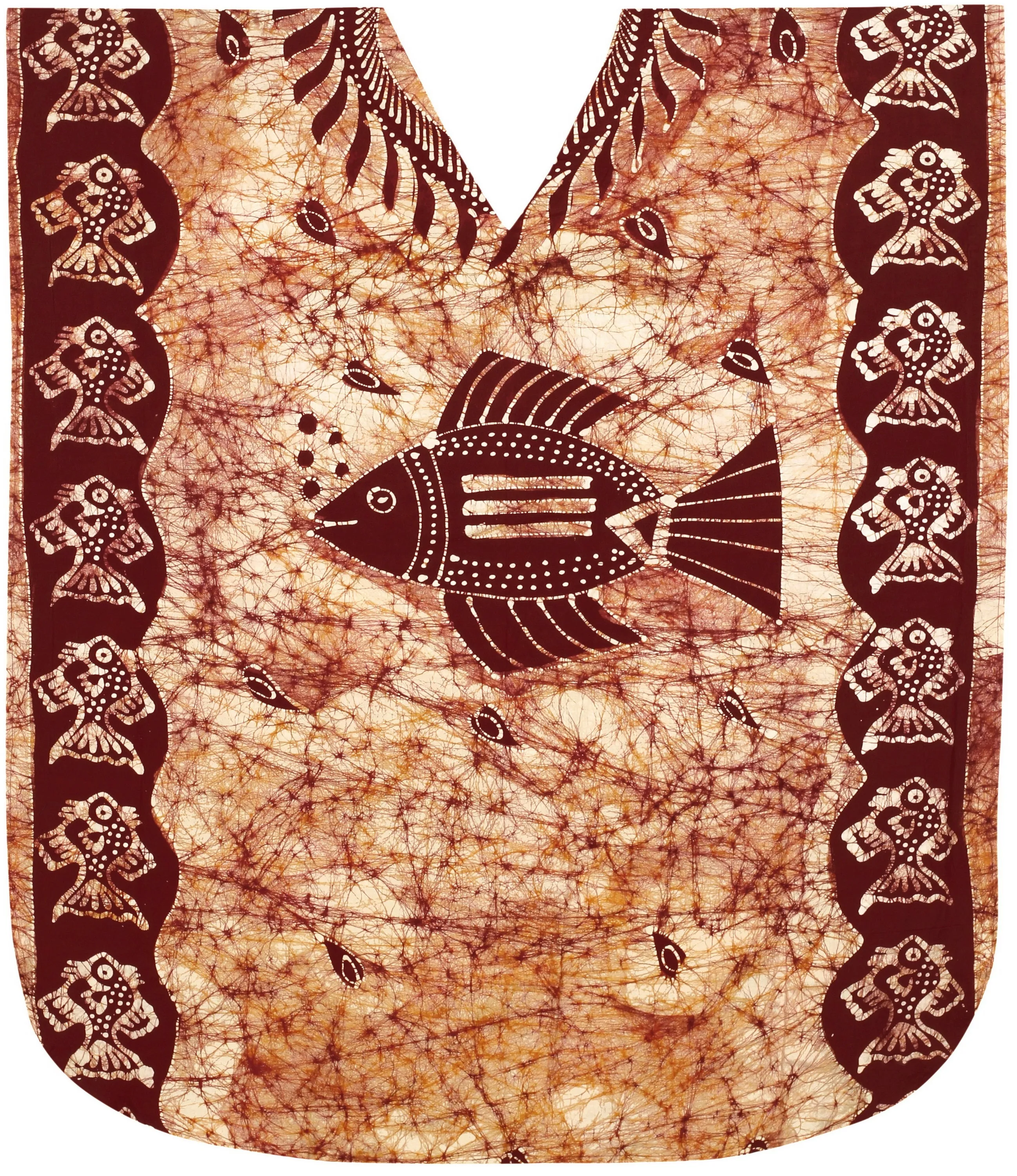LA LEELA Cotton Batik Printed Women's Kaftan Kimono Summer Beachwear Cover up Dress OSFM 14-18W [L- 2X] Brown_N498
