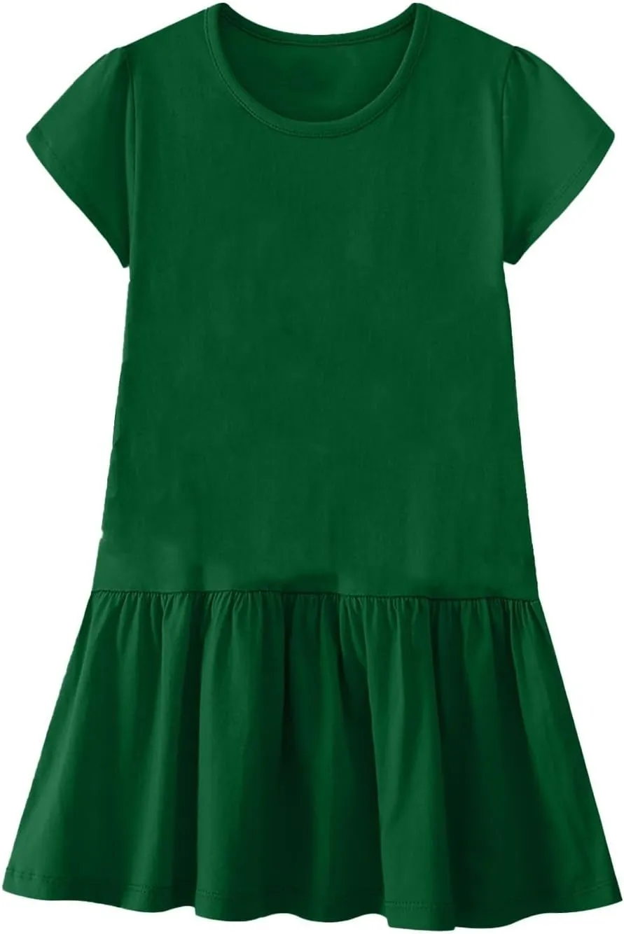 Ladies Church Dresses Comfy Stetchy Short Sleeve Ruffle Hem Short Business Work Dress Loose Swimsuit Coverup for Women