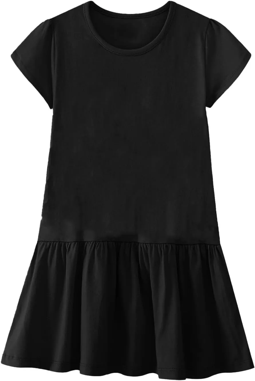 Ladies Church Dresses Comfy Stetchy Short Sleeve Ruffle Hem Short Business Work Dress Loose Swimsuit Coverup for Women