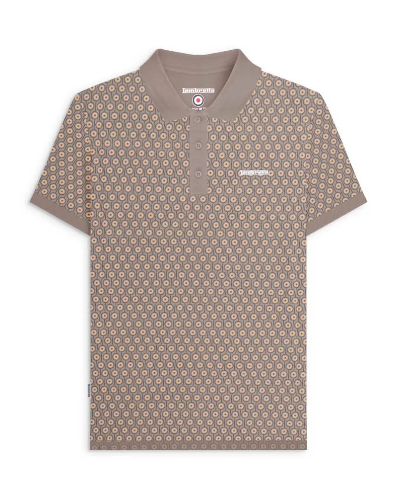 Lambretta Men's SS1229 Geo Roundel Polo Shirt Cinder