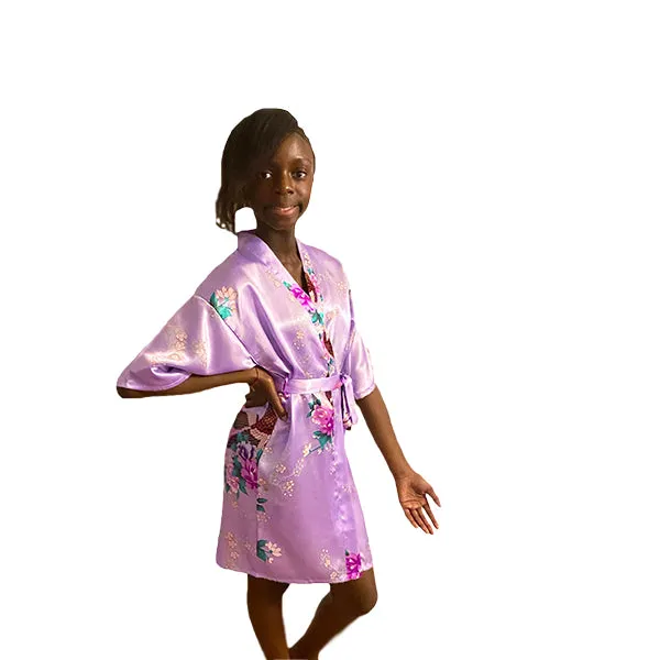 Lavender Mommy and Me Robes, Floral, Satin Feel