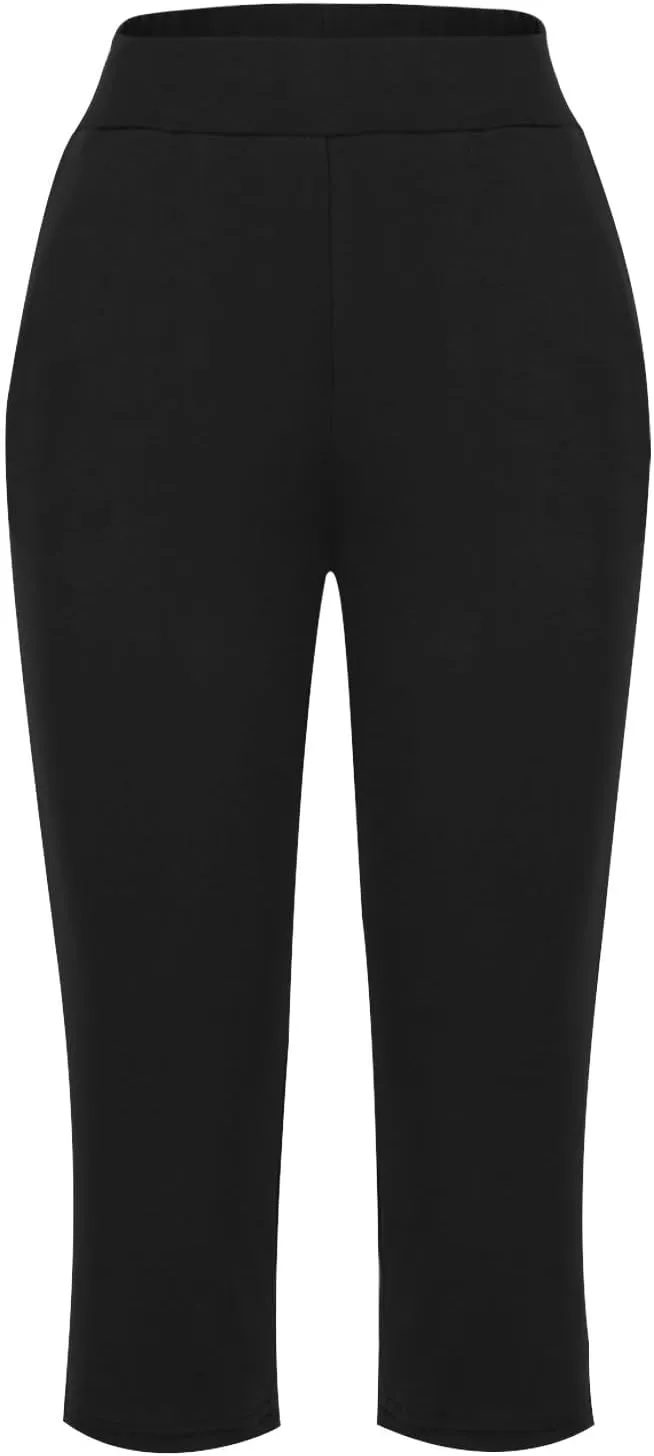 lcepcy Yoga Capris for Women Summer Comfy High Waisted Capris & Cropped Pants Stretch Pants with Pockets