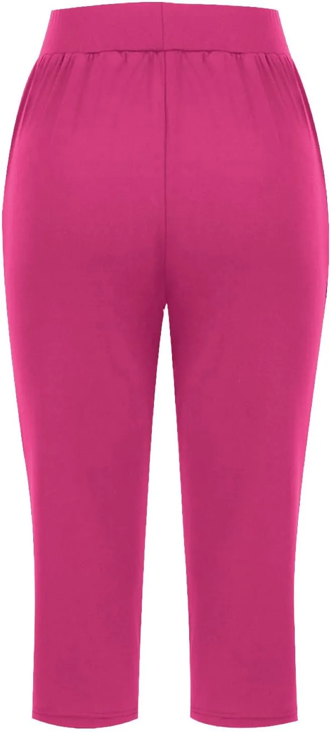 lcepcy Yoga Capris for Women Summer Comfy High Waisted Capris & Cropped Pants Stretch Pants with Pockets