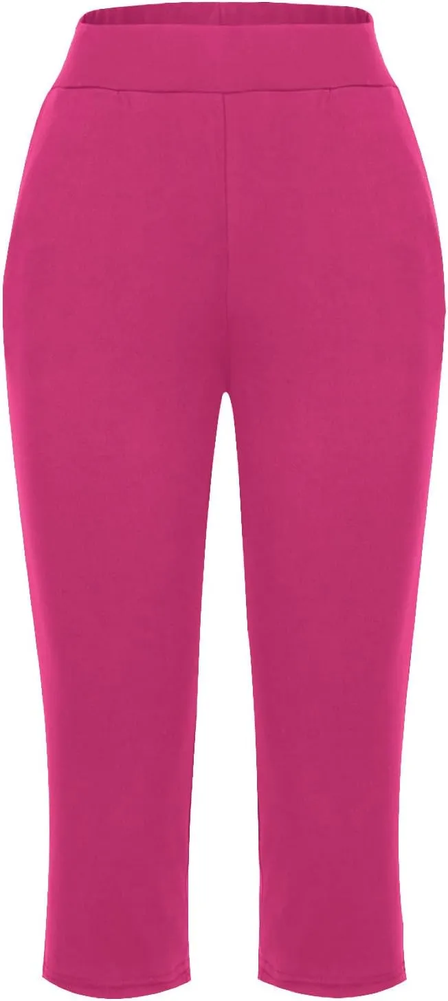 lcepcy Yoga Capris for Women Summer Comfy High Waisted Capris & Cropped Pants Stretch Pants with Pockets