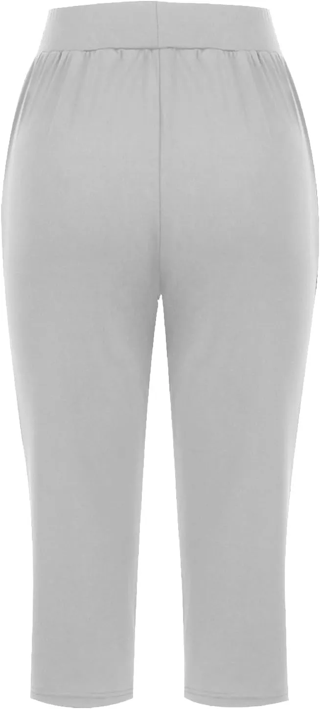 lcepcy Yoga Capris for Women Summer Comfy High Waisted Capris & Cropped Pants Stretch Pants with Pockets