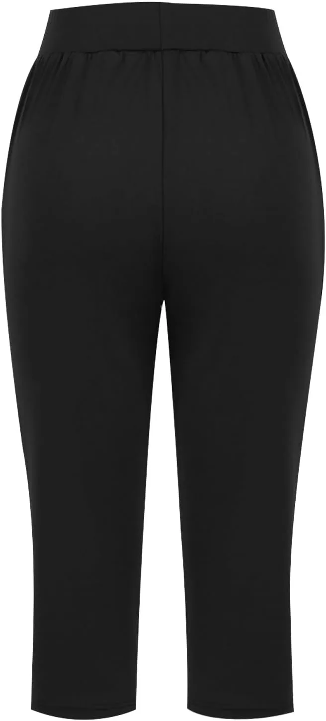 lcepcy Yoga Capris for Women Summer Comfy High Waisted Capris & Cropped Pants Stretch Pants with Pockets