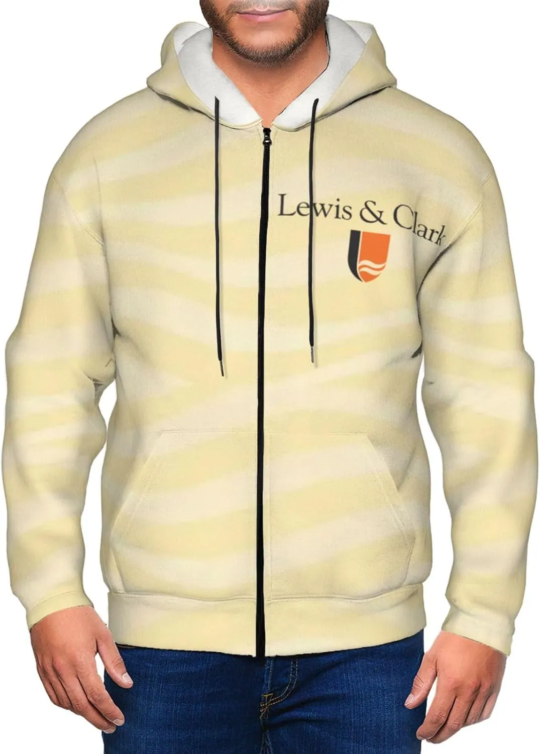 Lewis & Clark College Men'S Zip Up Hoodies With Pocket Hooded Sweatshirts