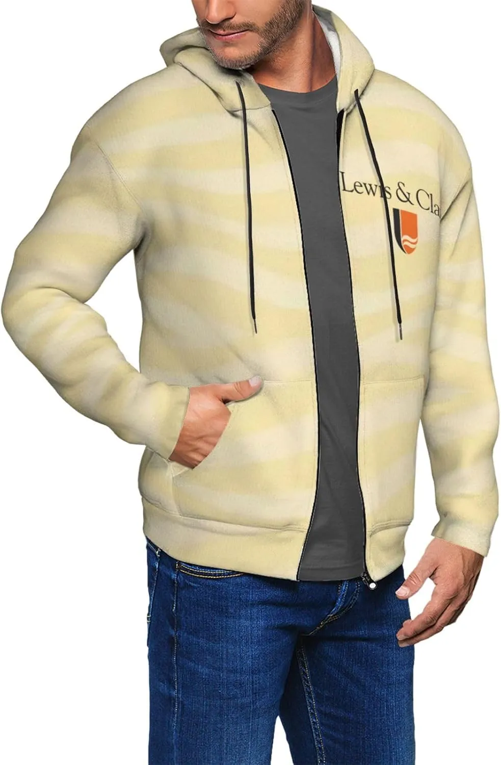 Lewis & Clark College Men'S Zip Up Hoodies With Pocket Hooded Sweatshirts