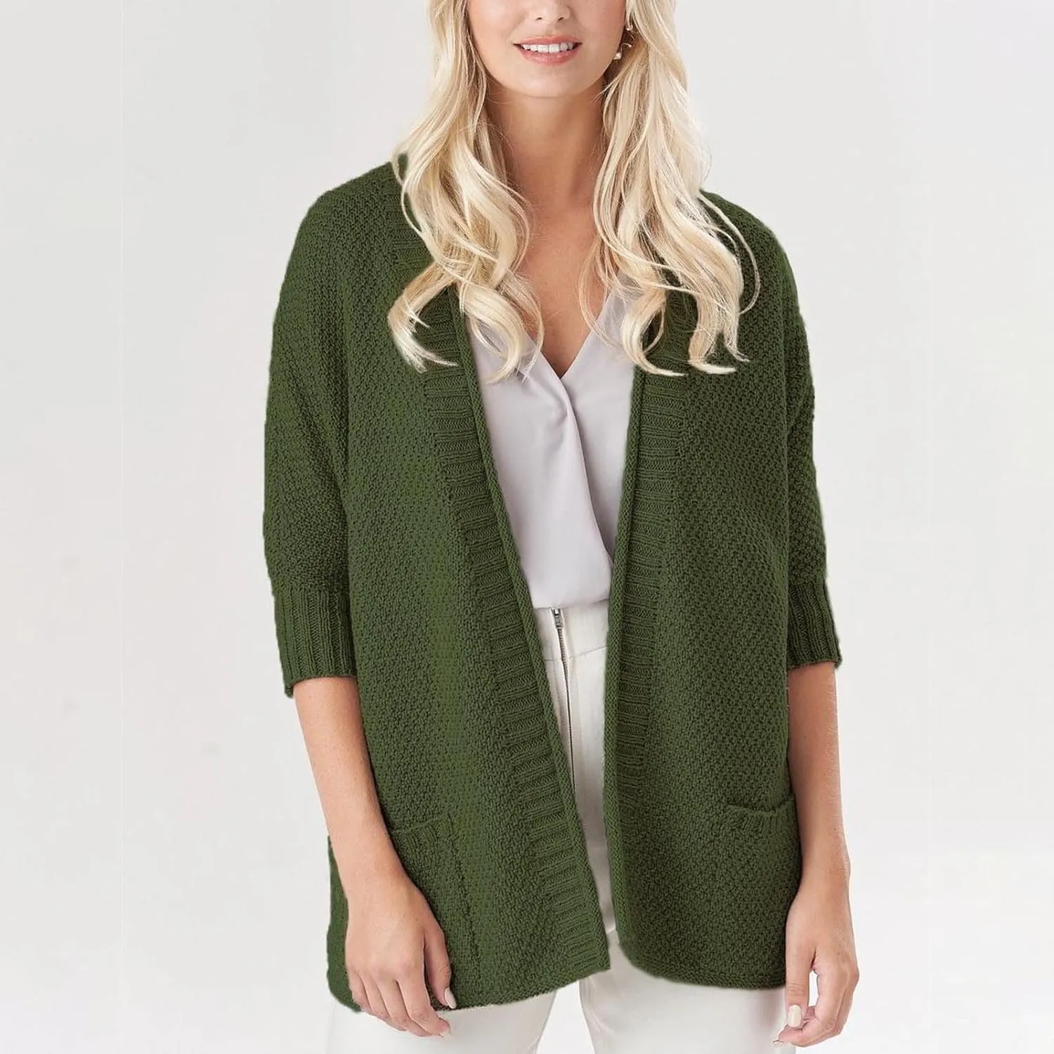 Lightweight Cardigan for Women Long Sleeve Open Front Knitted Sweaters Cardigan with Pockets Causal Comfy Outerwear
