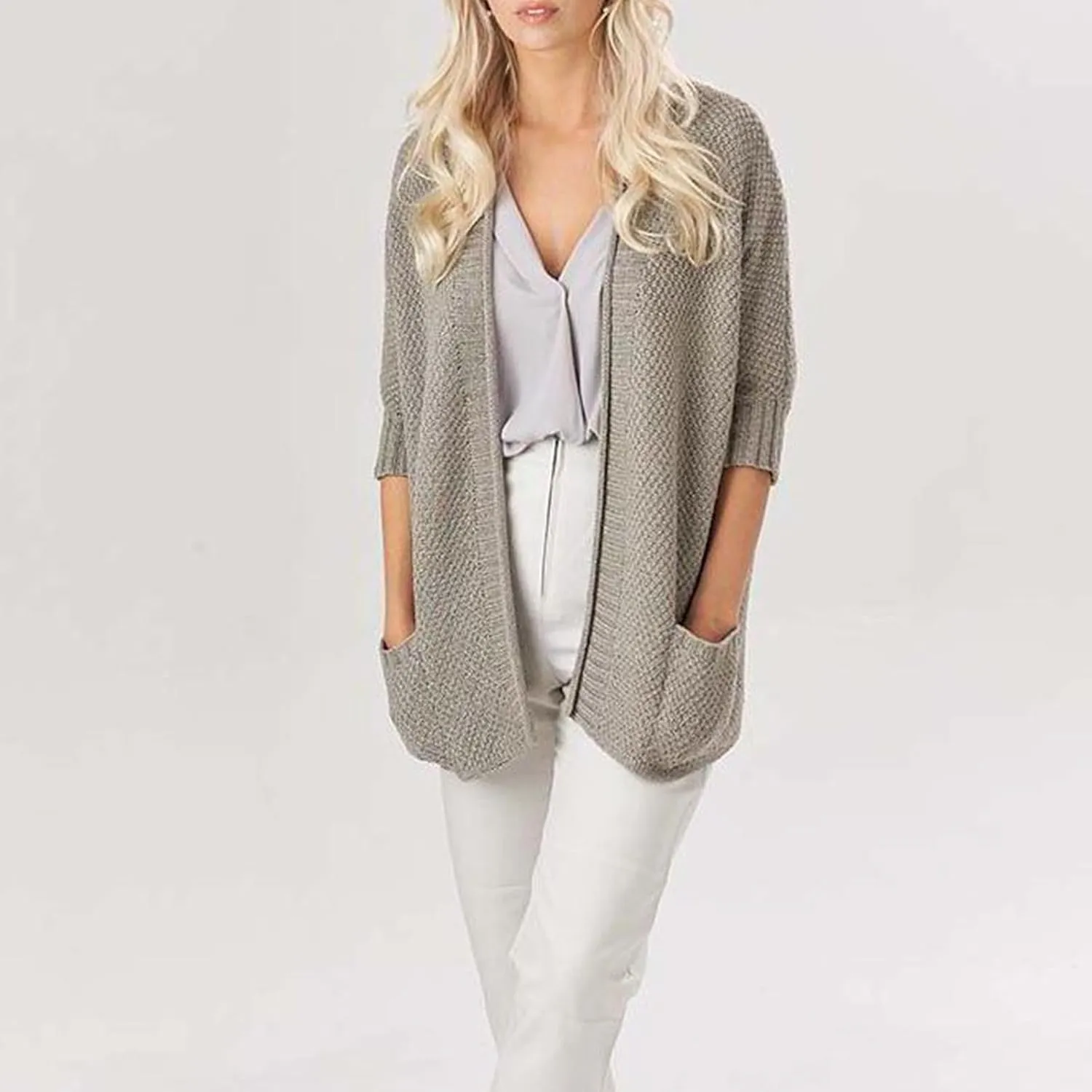 Lightweight Cardigan for Women Long Sleeve Open Front Knitted Sweaters Cardigan with Pockets Causal Comfy Outerwear