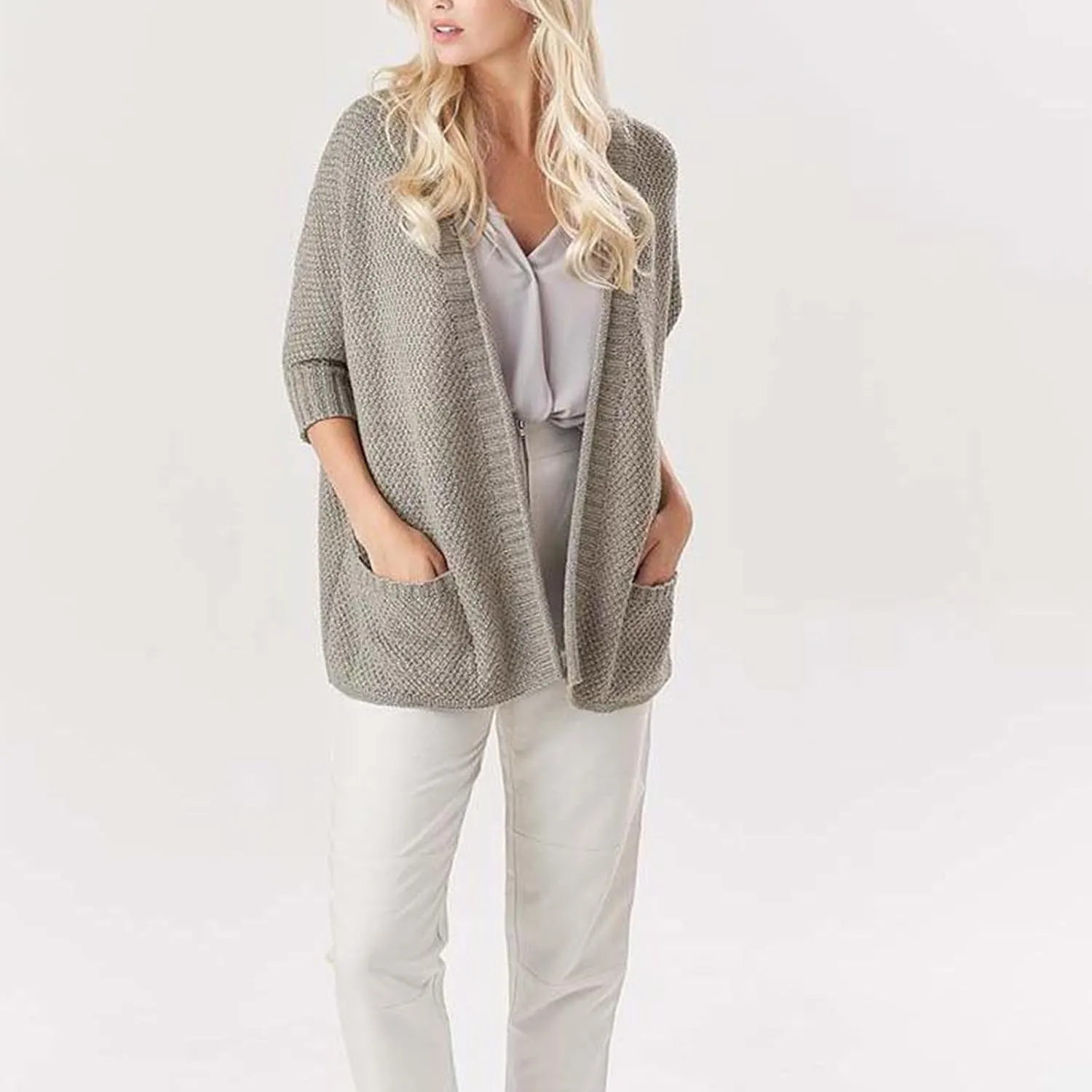 Lightweight Cardigan for Women Long Sleeve Open Front Knitted Sweaters Cardigan with Pockets Causal Comfy Outerwear