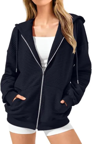 Lightweight Hoodies Tops Women Casual Jackets Zip Up Long Sleeve Sweatshirts with Pockets Fall Breathable Pullover