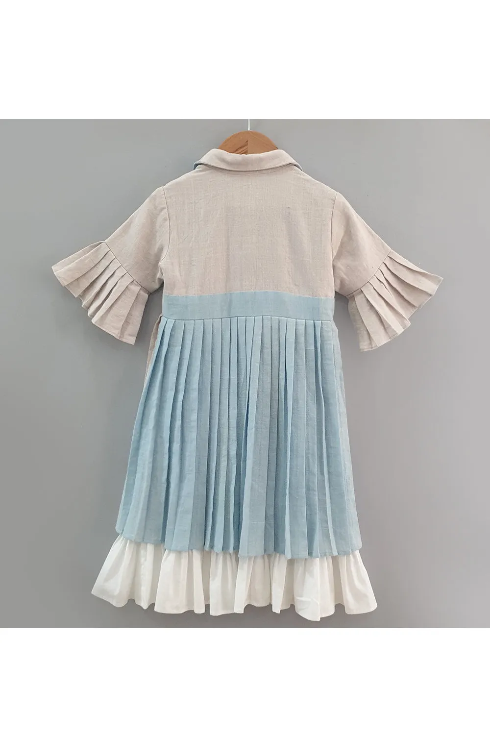 Lilac and blue box pleated collar dress