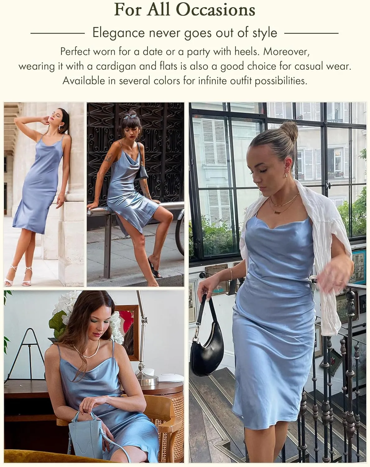 LilySilk Real Silk Dress for Women Cowl Neck Silk Slip Dresses for Prom Party Semi-Formal
