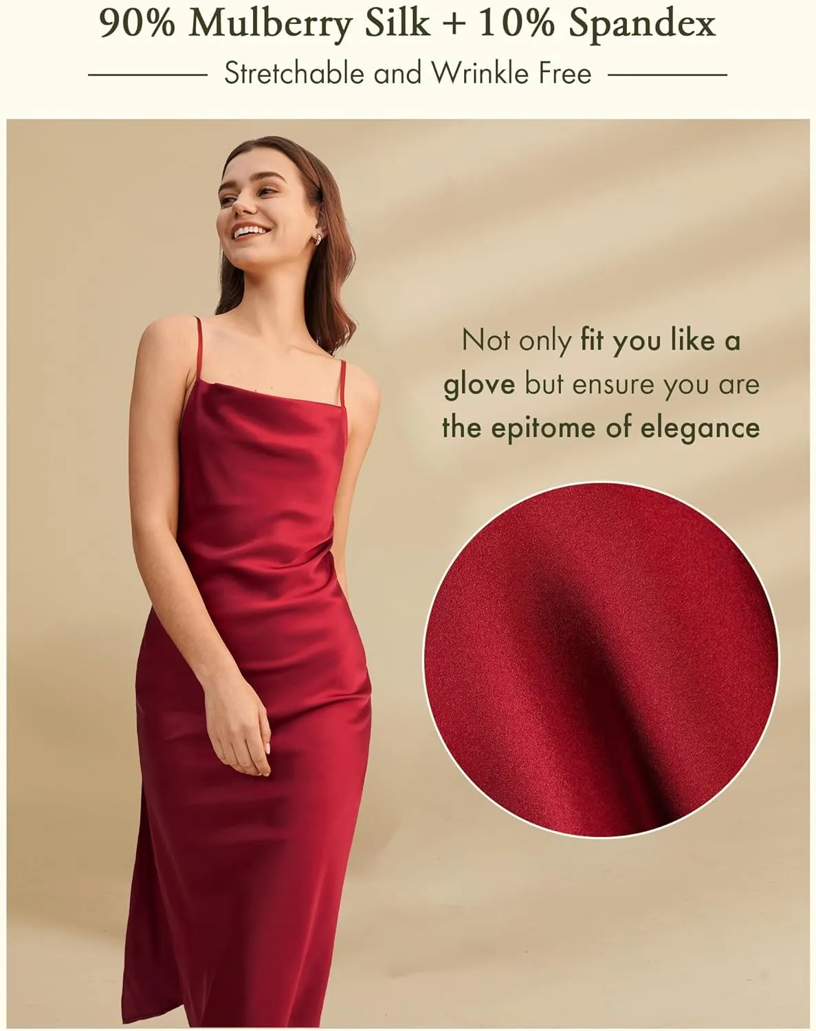 LilySilk Real Silk Dress for Women Cowl Neck Silk Slip Dresses for Prom Party Semi-Formal