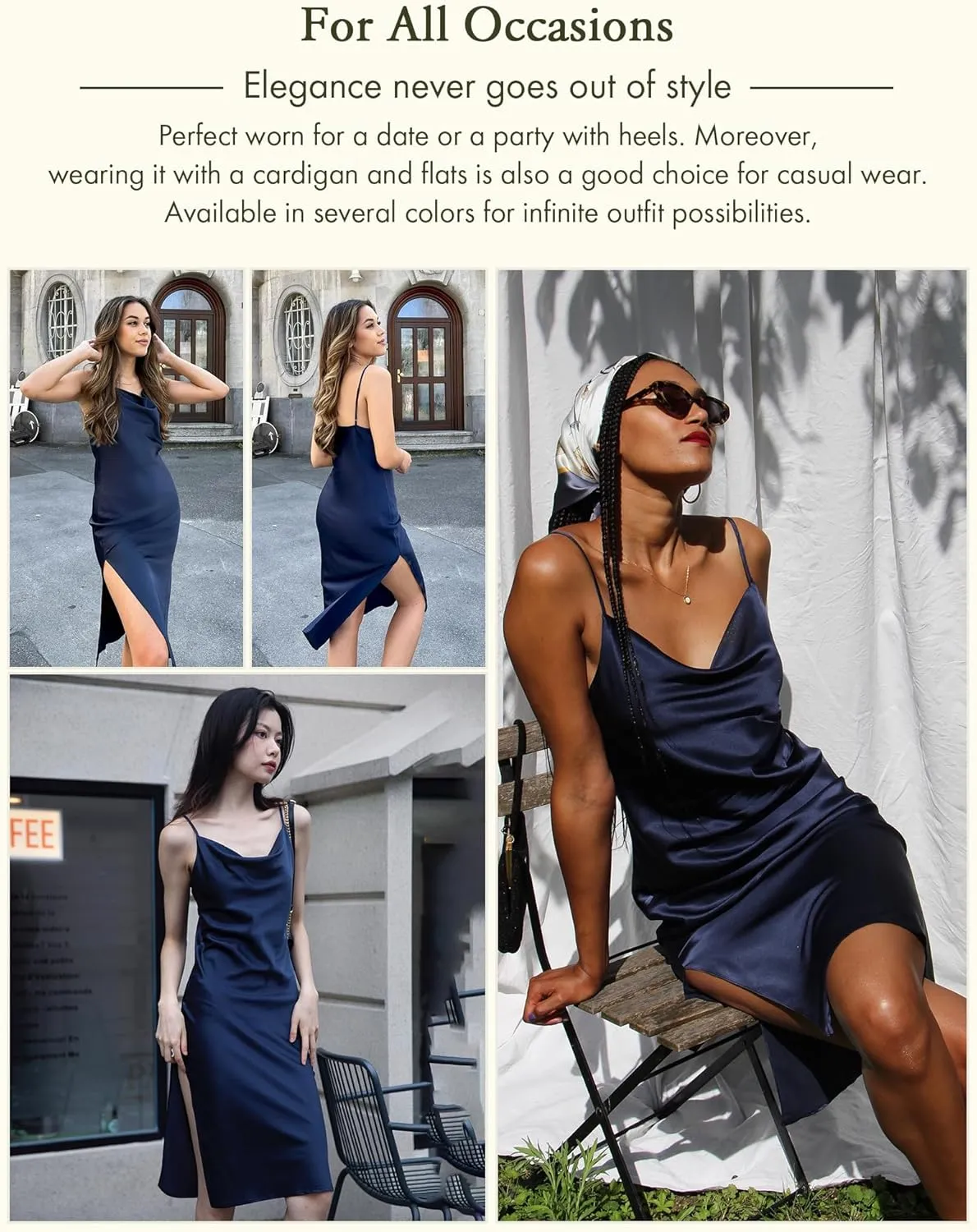 LilySilk Real Silk Dress for Women Cowl Neck Silk Slip Dresses for Prom Party Semi-Formal
