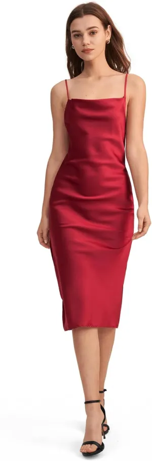 LilySilk Real Silk Dress for Women Cowl Neck Silk Slip Dresses for Prom Party Semi-Formal