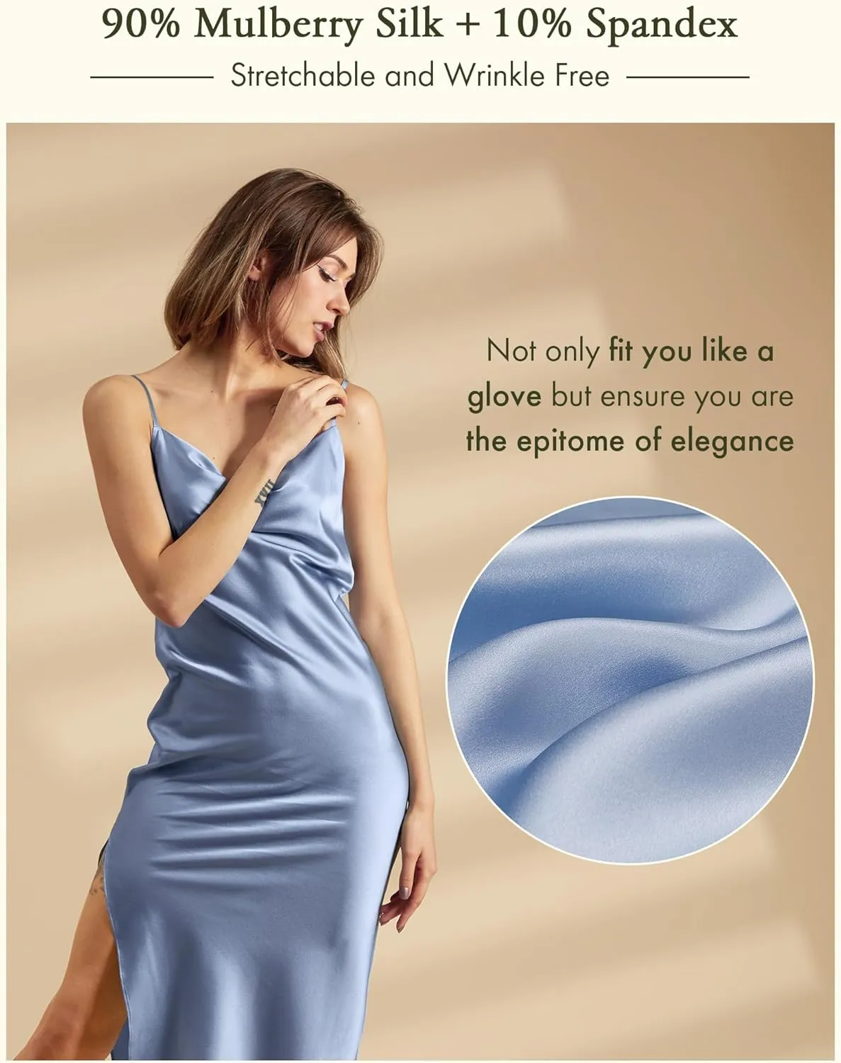 LilySilk Real Silk Dress for Women Cowl Neck Silk Slip Dresses for Prom Party Semi-Formal