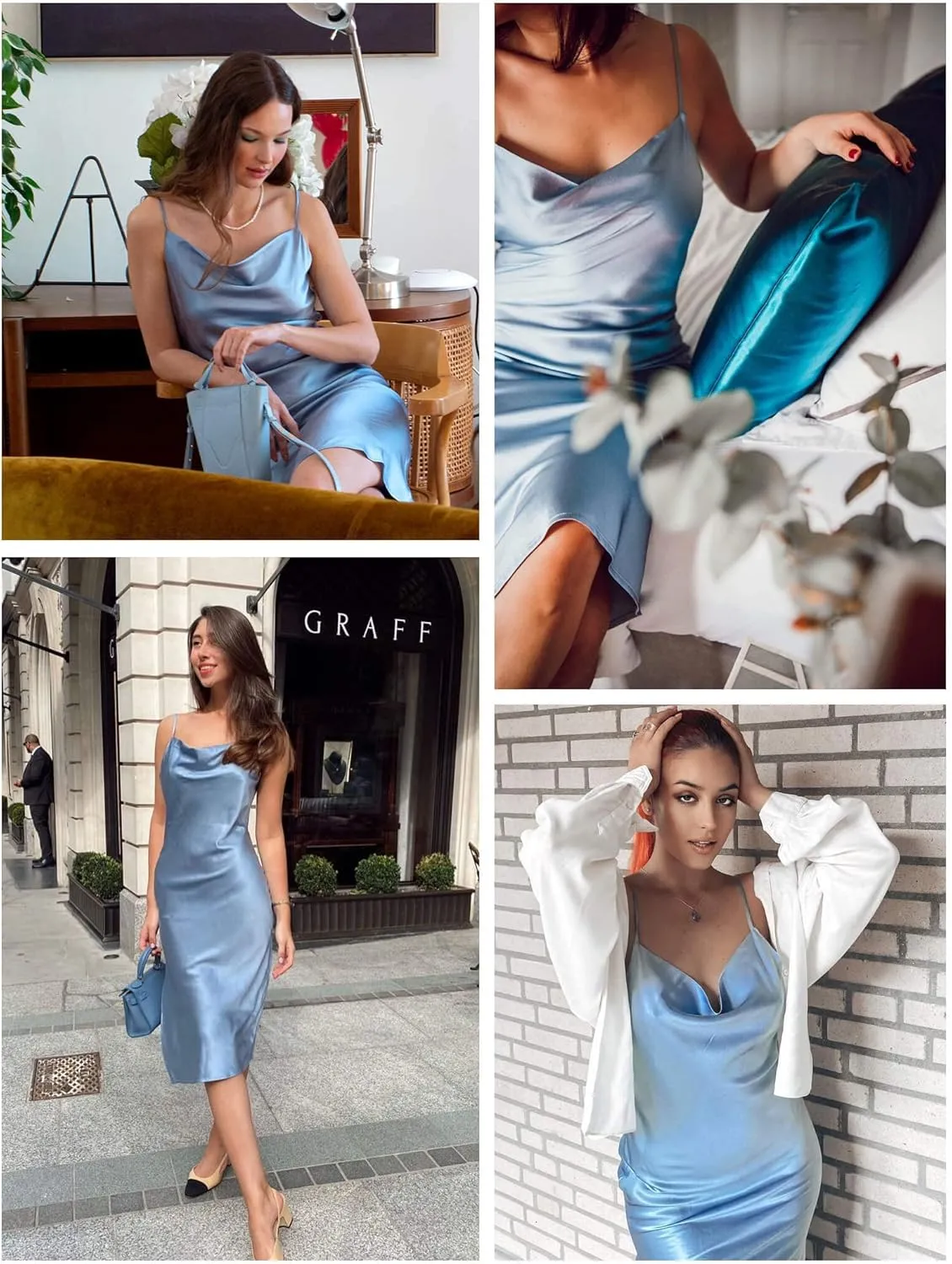 LilySilk Real Silk Dress for Women Cowl Neck Silk Slip Dresses for Prom Party Semi-Formal