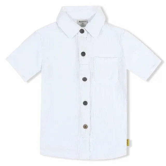 Linen Cotton White Shirts Boys Girls Summer T-Shirts Formal Dress Shirts Children Clothing Kids Button Blouse