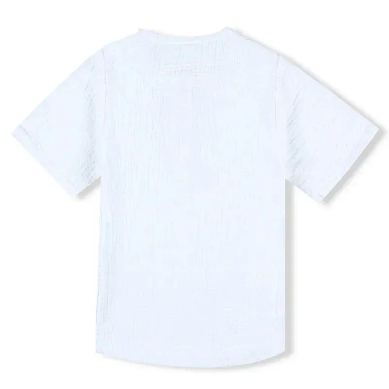 Linen Cotton White Shirts Boys Girls Summer T-Shirts Formal Dress Shirts Children Clothing Kids Button Blouse