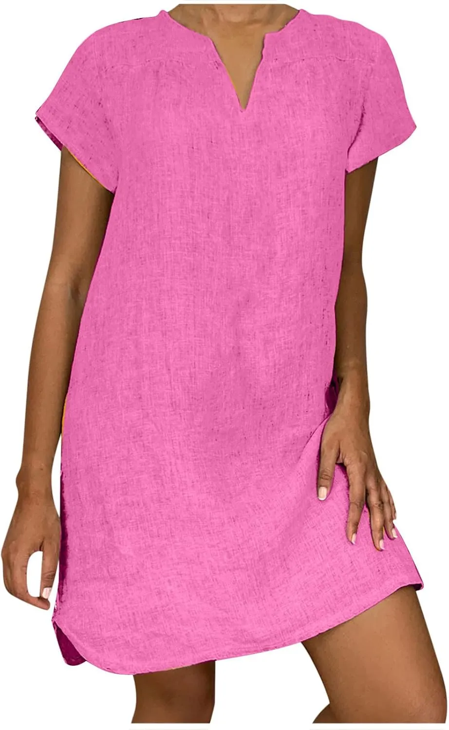 Linen Dress for Women Summer V Neck Cap Sleeve Sundress Beach Vacation Soft Plus Size Casual Mini Dresses 2025