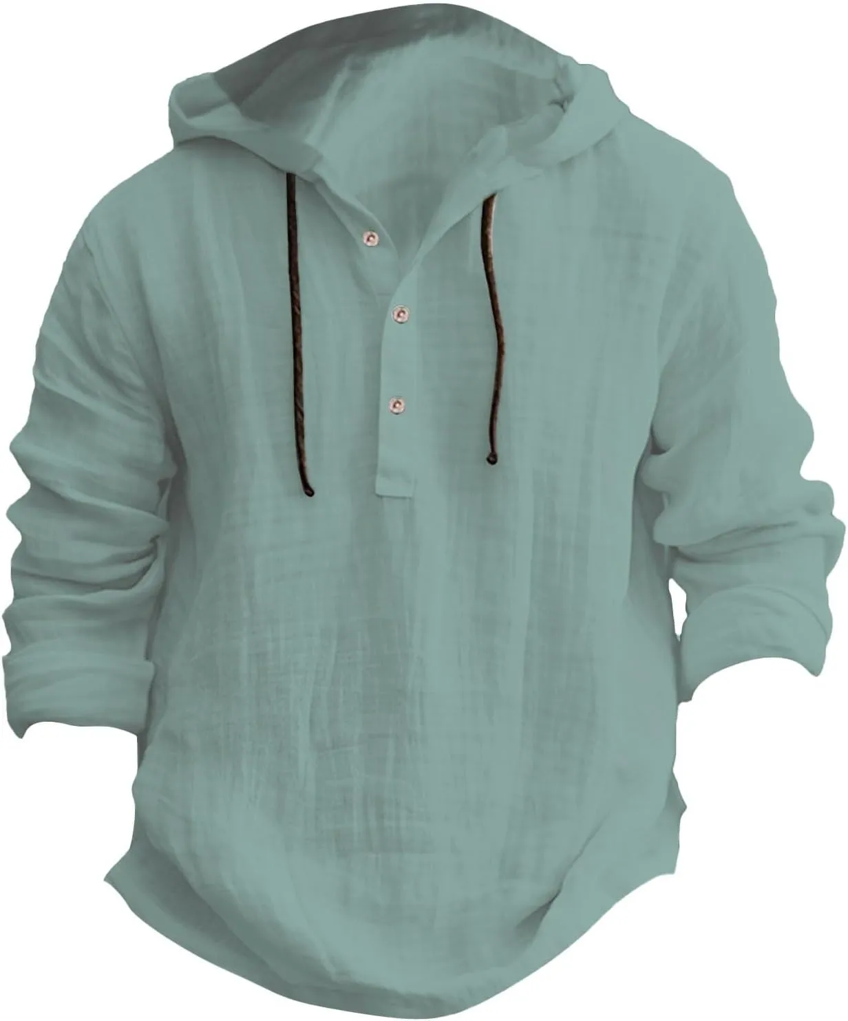 Linen Shirts for Men Breathable Quick Dry Button Up Long Sleeve Shirt with Hood Loose Summer Hoodies Casual Beach Tops