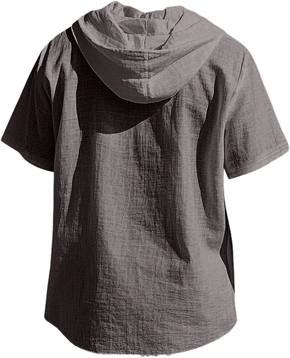 Linen Shirts for Mens Fashion Summer Cotton Linen Hooded Shirt Short Sleeve Casual Button Down Hipster Beach Blouses