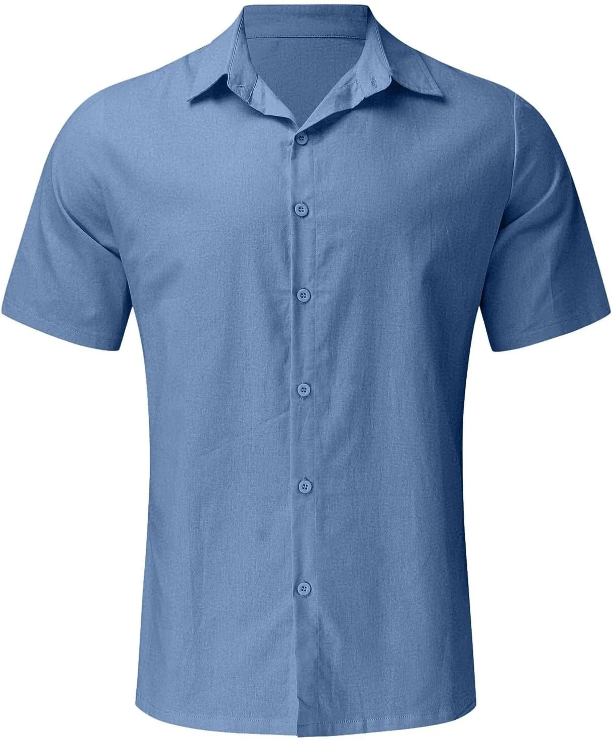 Linen Shirts for Mens Short Sleeve Button Down Summer Beach Hippie Shirt Lightweight Breathable Sun Protection Tee Top