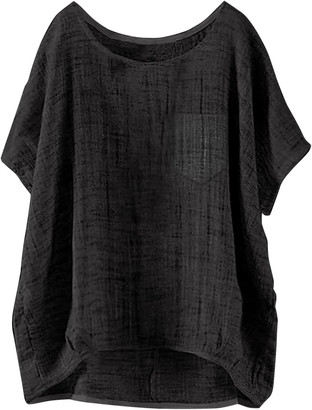 Linen Shirts for Women Summer 2025 Trendy Plus Size Crewneck Short Sleeve Cute Tops Casual Loose Fit Comfy Blouses