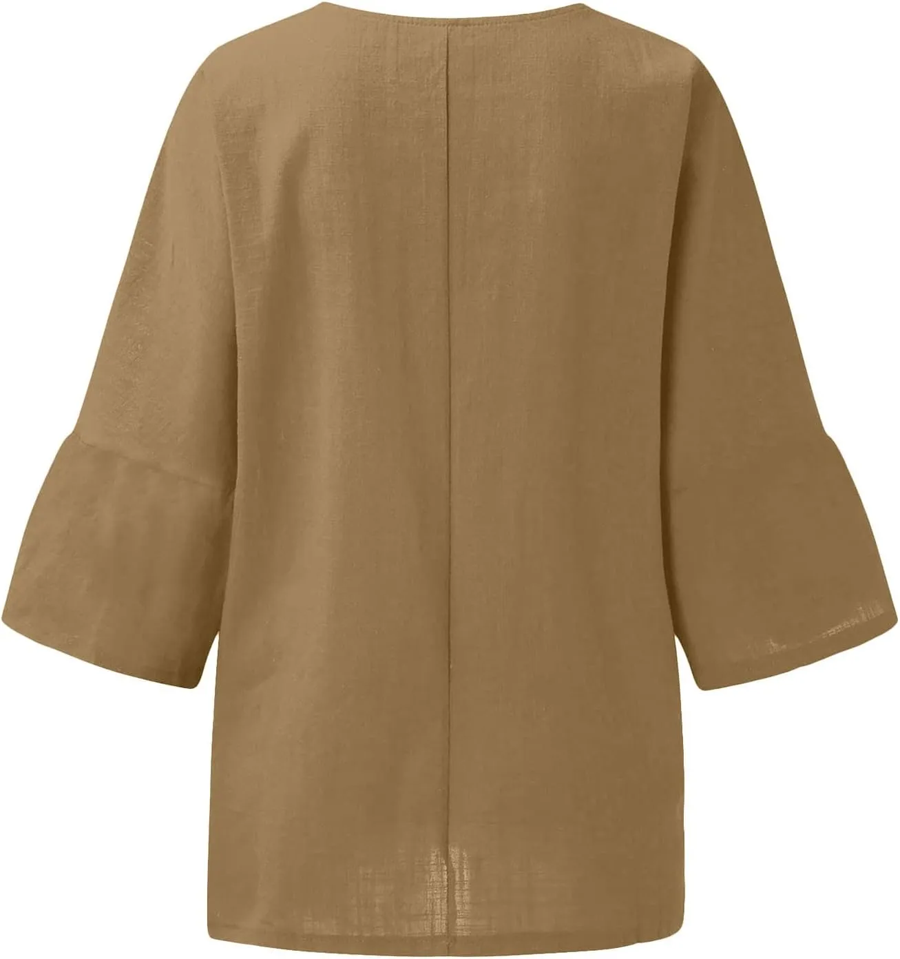 Linen Shirts for Women Summer Cotton Crewneck Blouses Casual Loose Fit Short Sleeve Tunic Tops Soft Side Split Tees