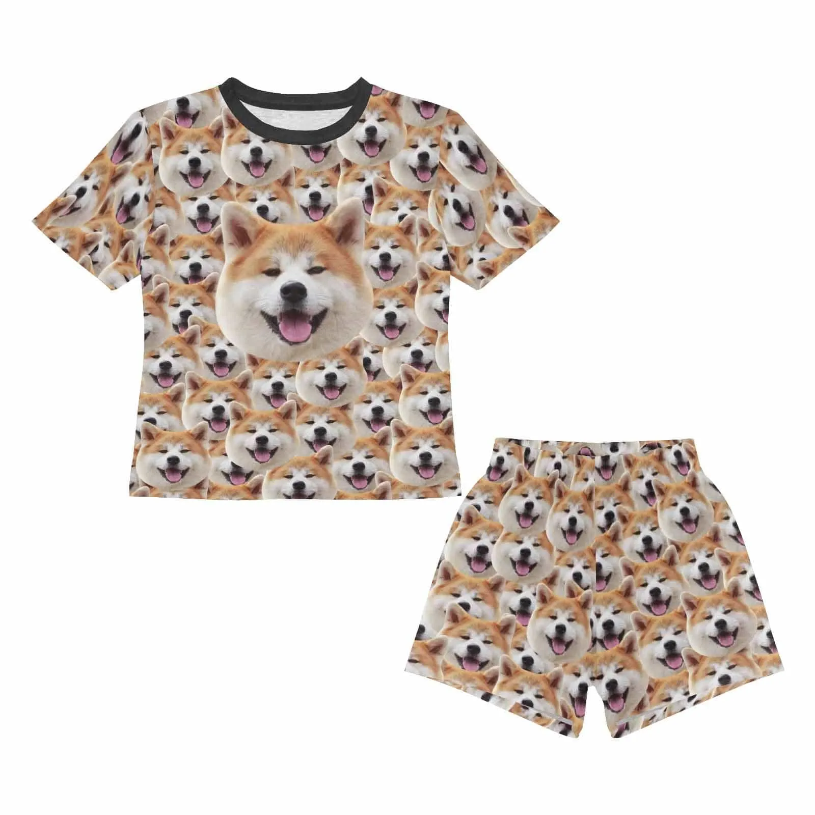 Little Boy Pajamas Custom Photo Cute Sleepwear Personalized Pet Kid's Short Sleeve Pajama Set For Boys 2-7Y
