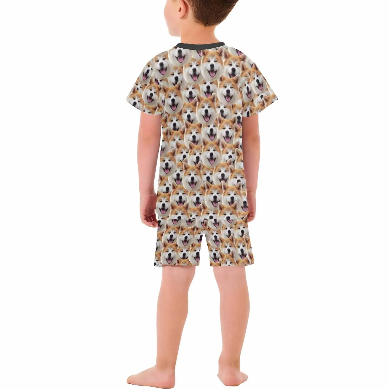 Little Boy Pajamas Custom Photo Cute Sleepwear Personalized Pet Kid's Short Sleeve Pajama Set For Boys 2-7Y