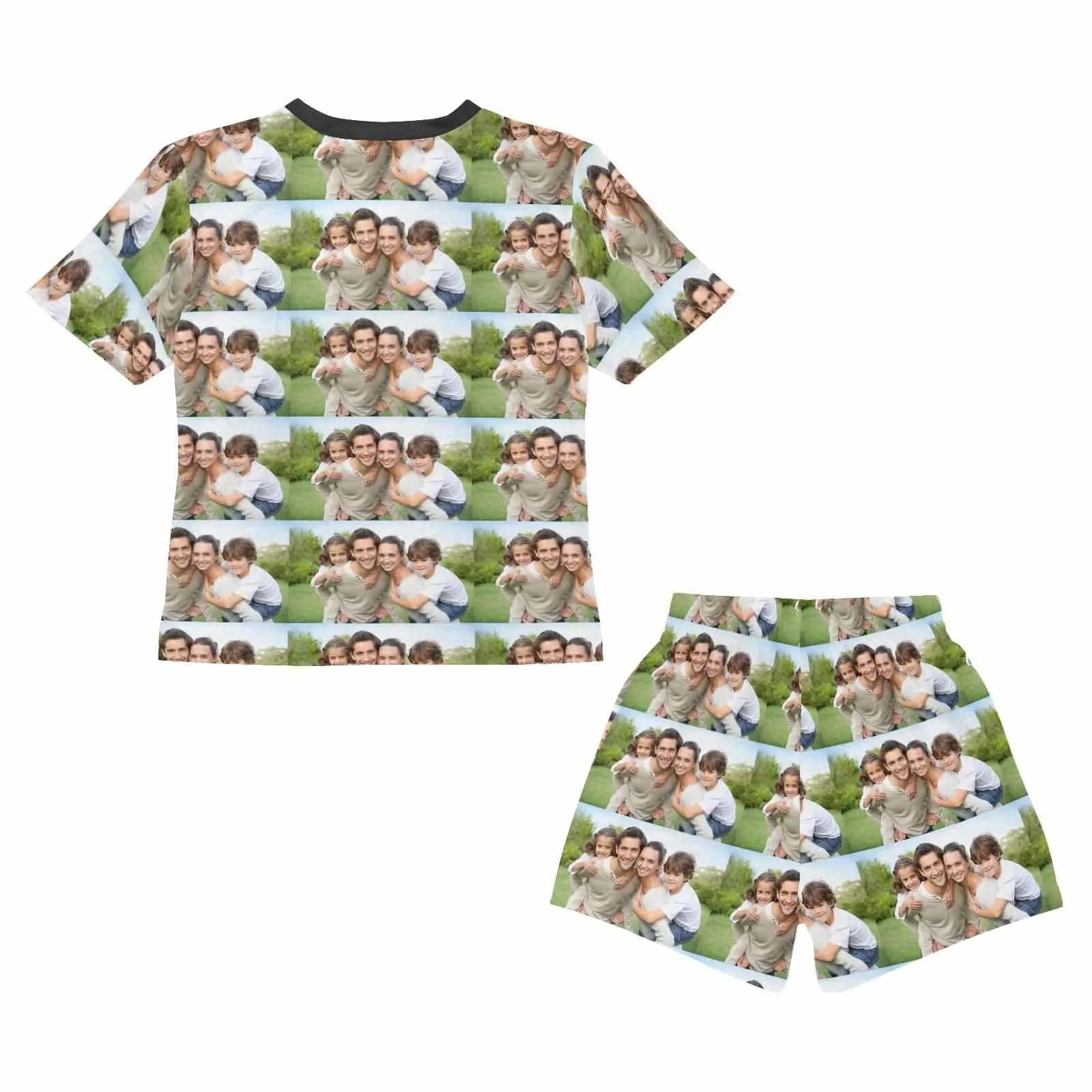 Little Boy Pajamas Custom Photo Happy Family Nightwear Personalized Short Sleeve Pajama Set For Boys 2-7Y