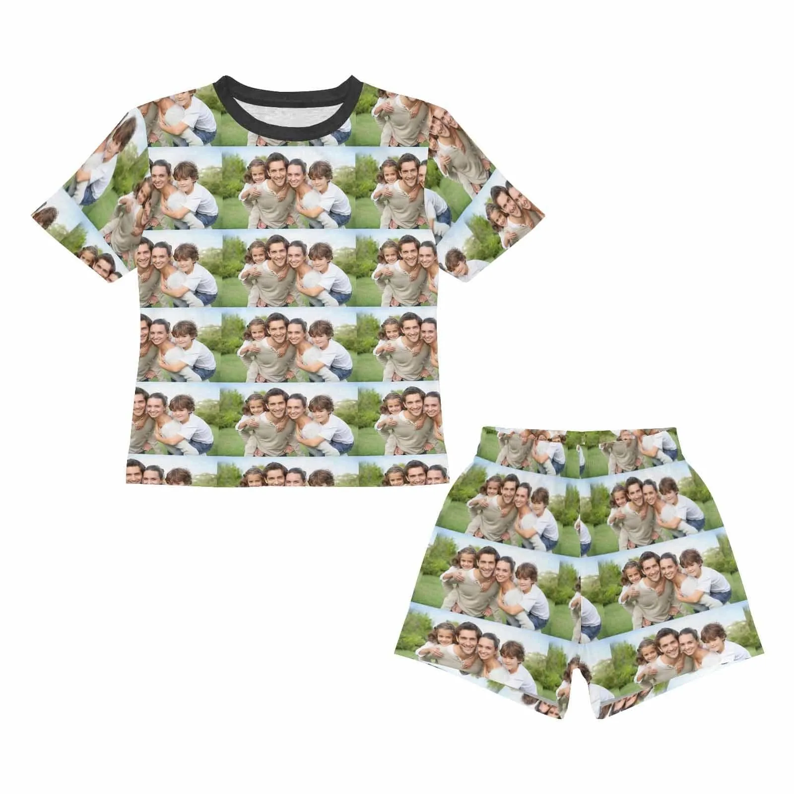 Little Boy Pajamas Custom Photo Happy Family Nightwear Personalized Short Sleeve Pajama Set For Boys 2-7Y