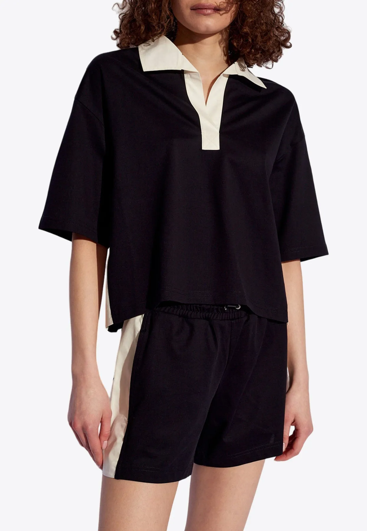 Logo-Patched Cropped Polo T-shirt