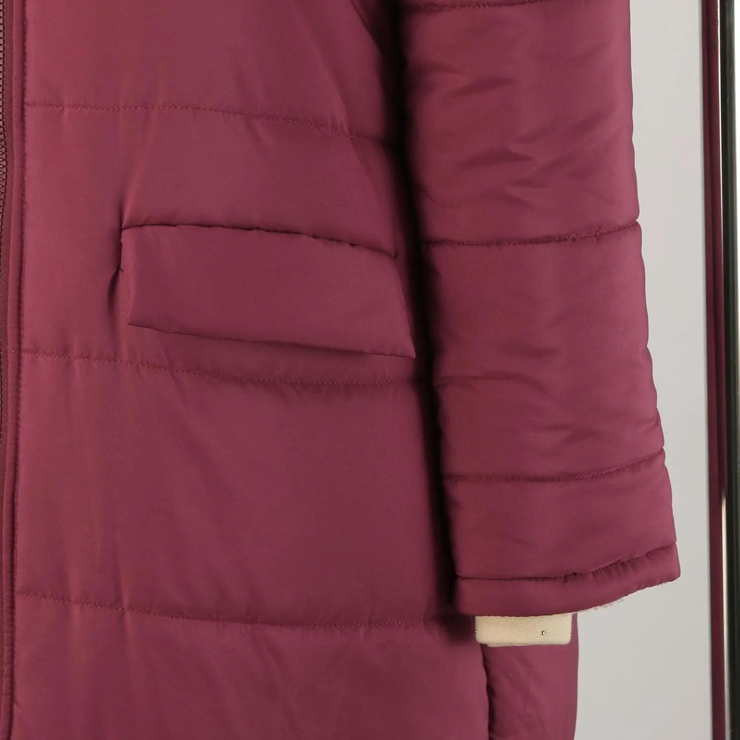 Long Fleece Jacket Women Winter Padded Reversible Puffer Sherpa Down Outwear Fashion Long Sleeve Hooded Pocket Coats