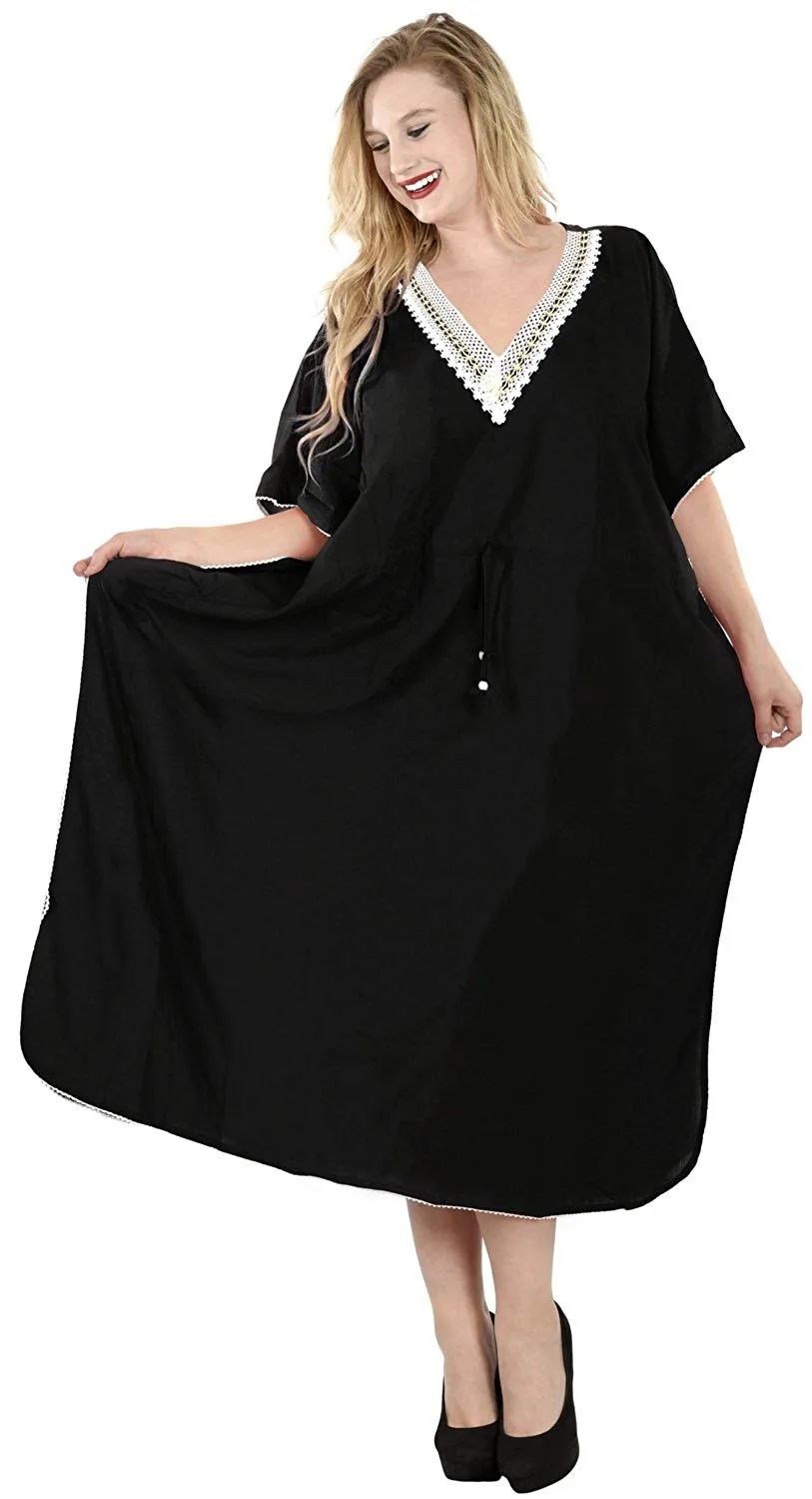 Long Kimono Loose Beach Swimwear Swimsuit Bikini Cover up Caftan Maxi Dress L-5X
